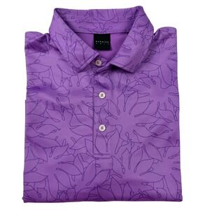 Dunning Golf Polo Shirt Mens Large Purple Excellent Floral Performance